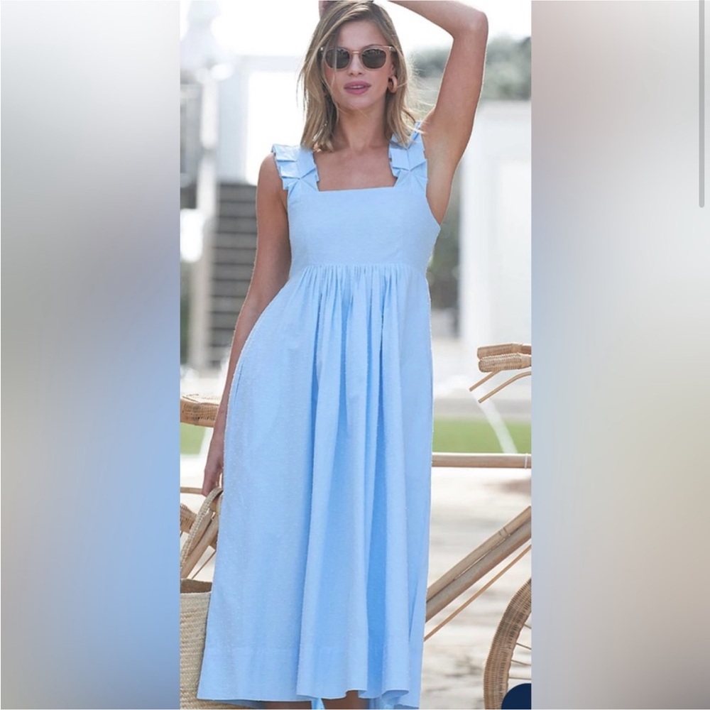 Lake Lolly Dress In Morning Blue Swiss Dot 100% Cotton Medium